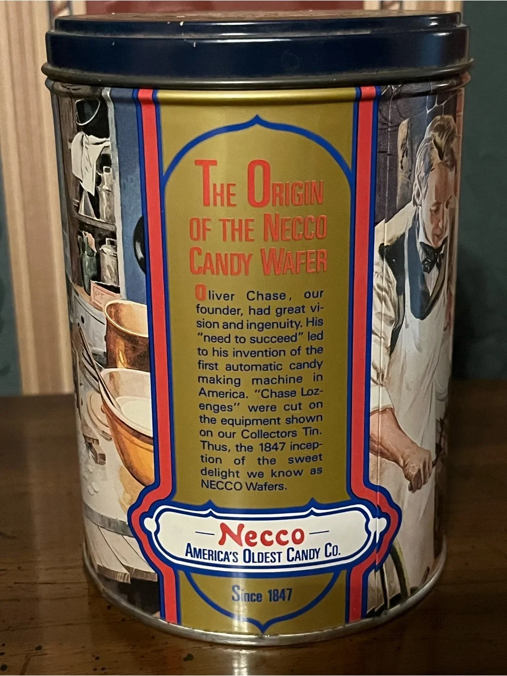 Necco Sweets Assorted Wafers Candy Collectors Tin Canister 3/4 lb (12 oz)